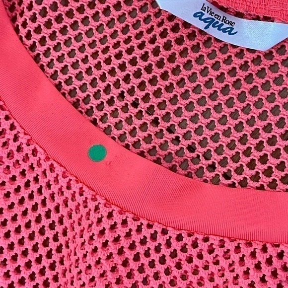 EUC La Vie En Rose Aqua swimsuit coverup, mesh, bright coral, O/S - Picture 10 of 13